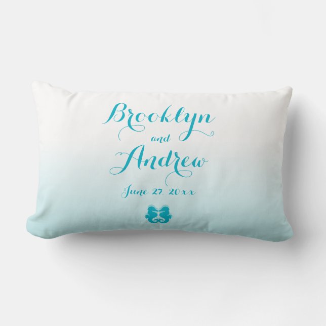Almohadas Bodas Monogramadas de caballito de mar a (Anverso)