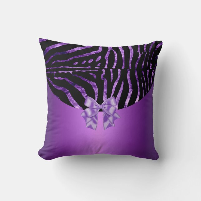 Almohadas Cebra Negro Morado Rosa Raya Lazo (Anverso)