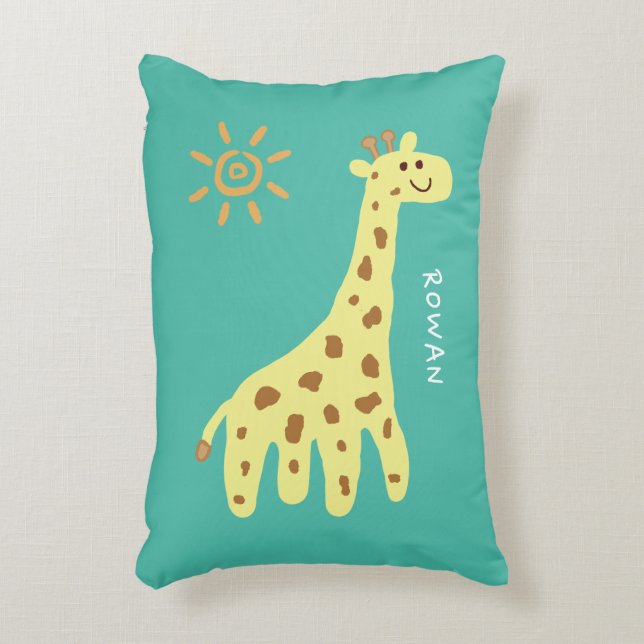 Almohadas con acento personalizado de jirafa sonri (Frente (Vertical))