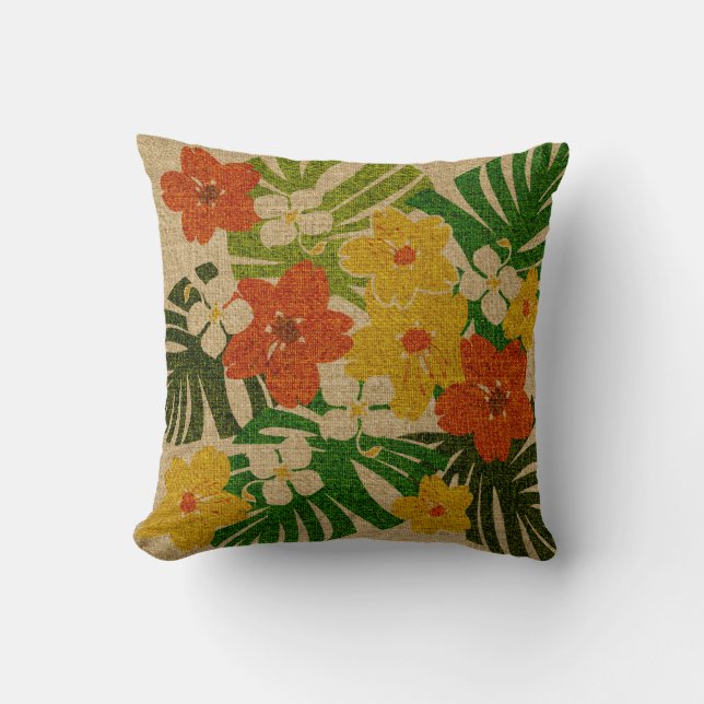Almohadas cuadradas florales hawaianas del jardín (Anverso)