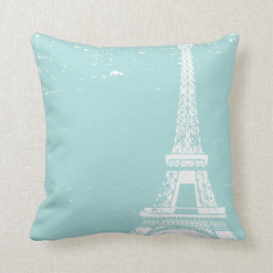 Almohadas de algodón de la Torre Eiffel Azul Pers