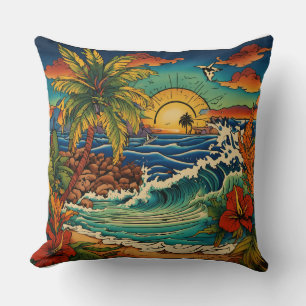 Almohadas de arte del tatuaje tropical de Monterey