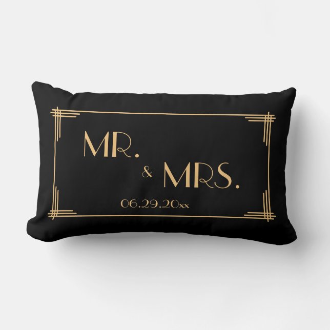 Almohadas de Boda lumbar de estilo Art Deco (Anverso)