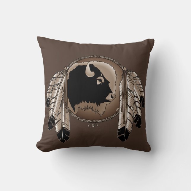 Almohadas de búfalo de arte nativo de las especies (Anverso)