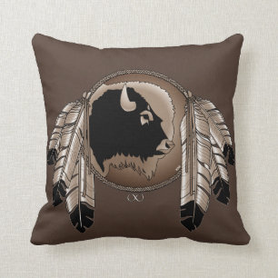 Almohadas de búfalo de arte nativo de las especies