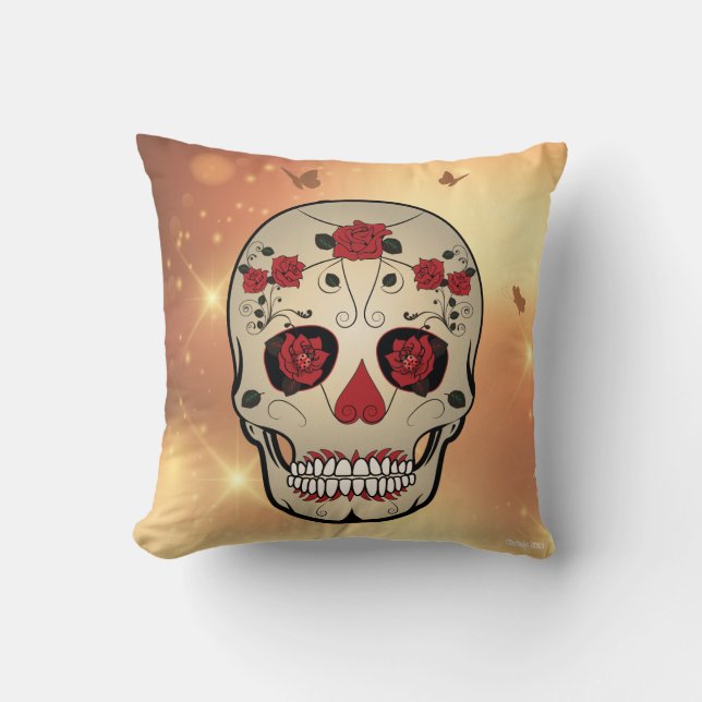 Almohadas de calavera Rojo Rojo Skull Decoración d (Anverso)