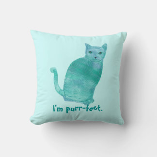Almohadas de gato de color verde azul puro