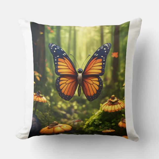 Almohadas de Ilustracion de mariposa de vida (Anverso)