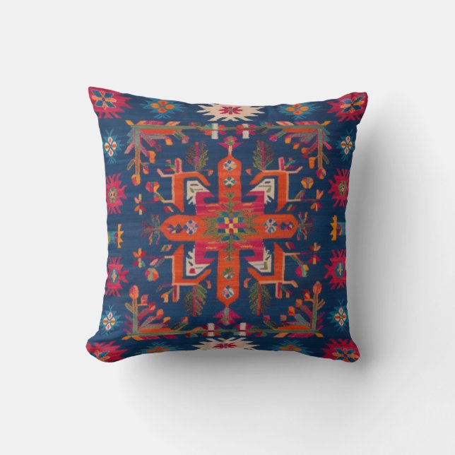 Almohadas de kilim azul amigable desde el punto de (Anverso)