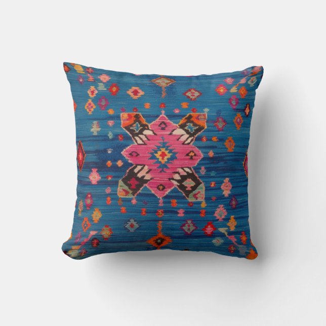 Almohadas de Kilim Azul para espacios al aire libr (Anverso)