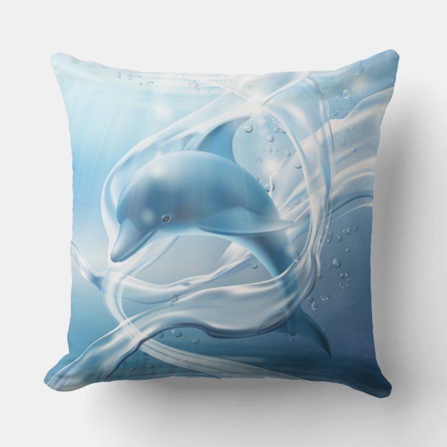 almohadas de lanzamiento de delfines azules (Anverso)