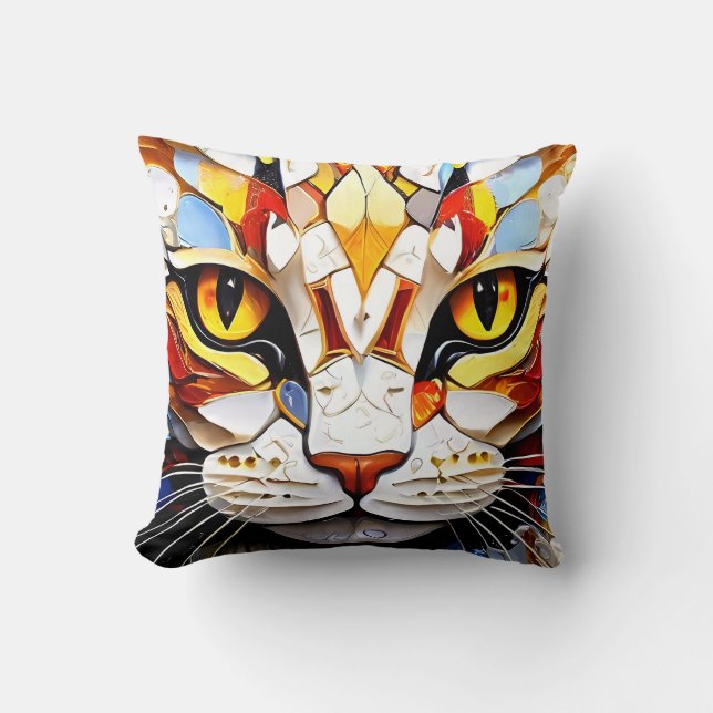 almohadas de lanzamiento de gato Mosaico de diseño (Anverso)