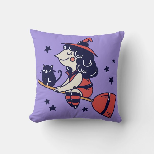 Almohadas de lanzamiento de Halloween de bruja sua (Anverso)
