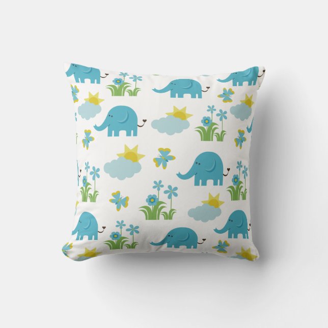 almohadas de lanzamiento de patrón de elefante lin (Anverso)