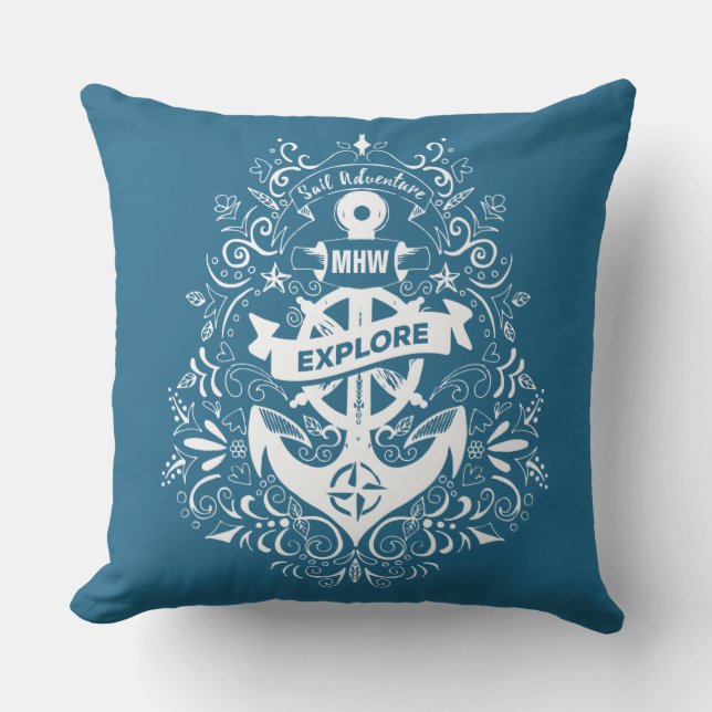 almohadas de lanzamiento de personalizado de ancla (Anverso)