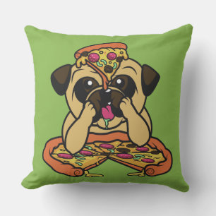 almohadas de lanzamiento de pizza Pug