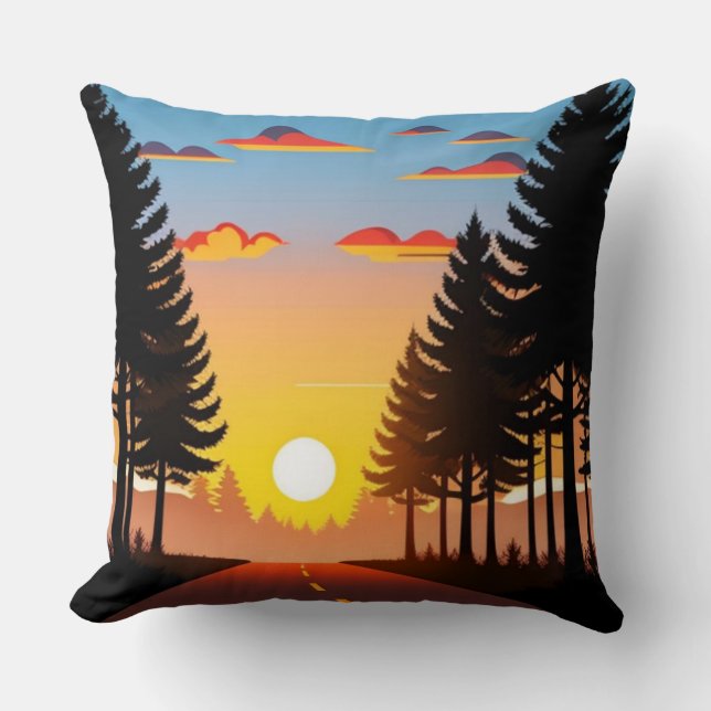 almohadas de lanzamiento, puesta de sol sobre la c (Anverso)