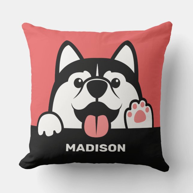 almohadas de nombre personalizado de Husky Siberia (Anverso)