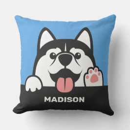 almohadas de nombre personalizado de Husky Siberia