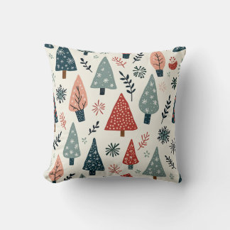 almohadas de patrón de árbol de invierno cálido y 