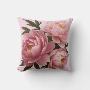 Almohadas de peones rosados grandes- Floral vintag