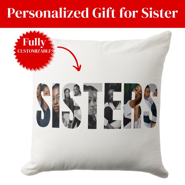 Almohadas Decorativas de Collage de Fotos de Herma (Sisters Photo Collage Pillow Gift)