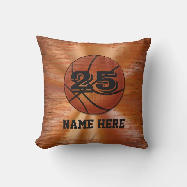 Almohadas del baloncesto con SU NOMBRE y NÚMERO (Anverso)