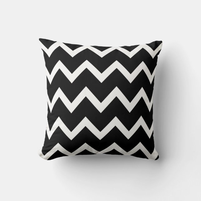 Almohadas del zigzag con Chevron blanco y negro (Anverso)
