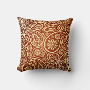 Almohadas doradas Paisley de lujo