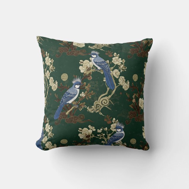 almohadas elegantes de pájaros azules (Anverso)