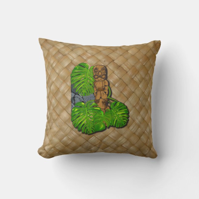 Almohadas hawaianas de Tiki Lauhala (Anverso)