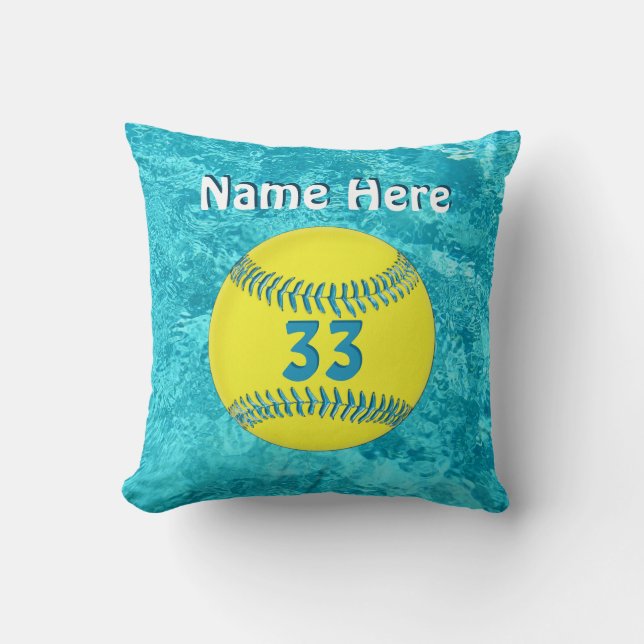 Almohadas lindas del softball con su NOMBRE y (Anverso)