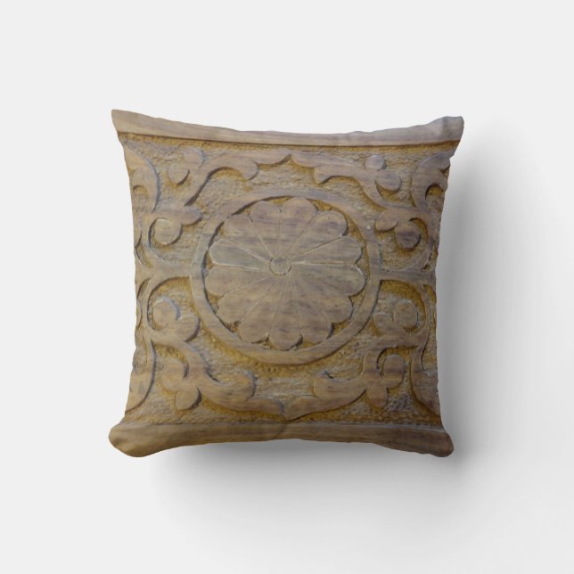 Almohadas Madera de Teca Texturizada con Diseño de (Anverso)