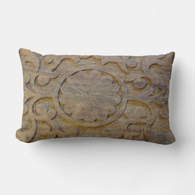 Almohadas Madera de Teca Texturizada con Diseño de (Anverso)
