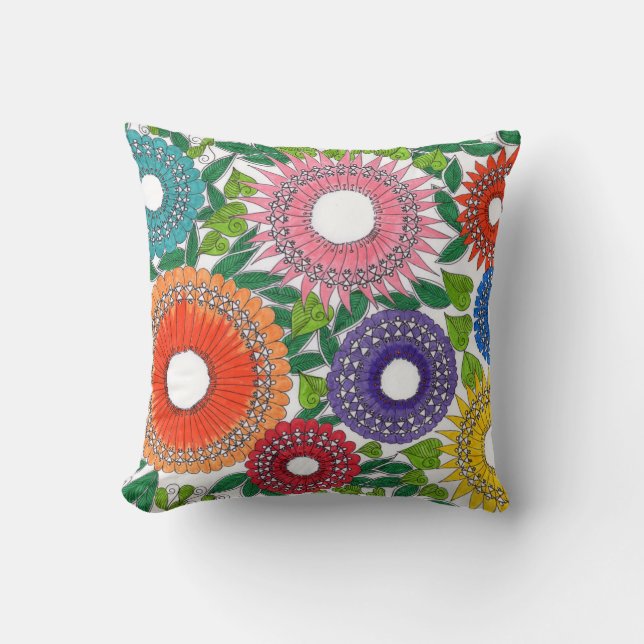 Almohadas modeladas flor de Warli (Anverso)