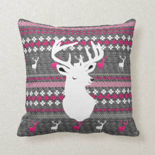 Almohadas modernas de moda de ciervo gris blanco r