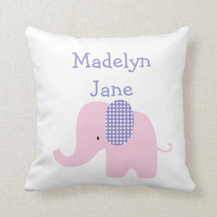 Almohadas personalizadas elefante púrpura del bebé