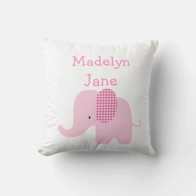 Almohadas personalizadas elefante rosado del bebé (Anverso)