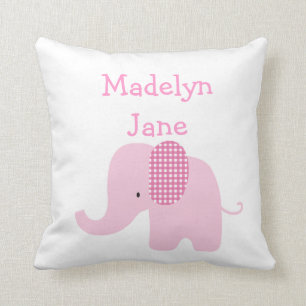 Almohadas personalizadas elefante rosado del bebé