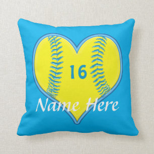 Almohadas personalizadas turquesa del softball