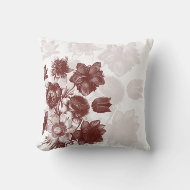Almohadas Personalizados de flores maroon elegante (Anverso)
