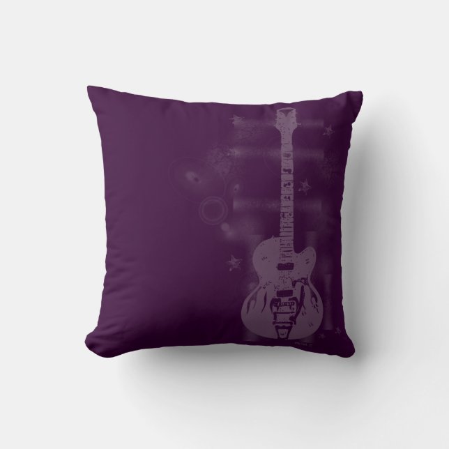 Almohadas púrpuras gráficas de la guitarra (Anverso)