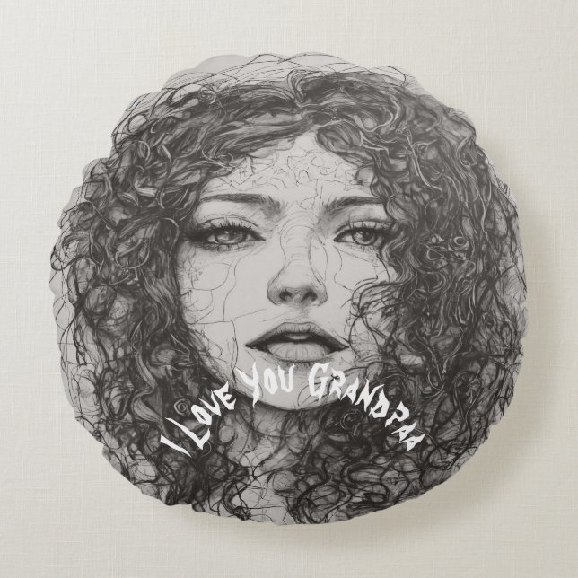 Almohadas redondas de lujo único para el abuelo (Anverso)