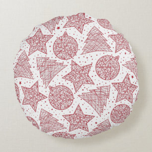 Almohadas Redondas de Navidad Rojas y Blancas