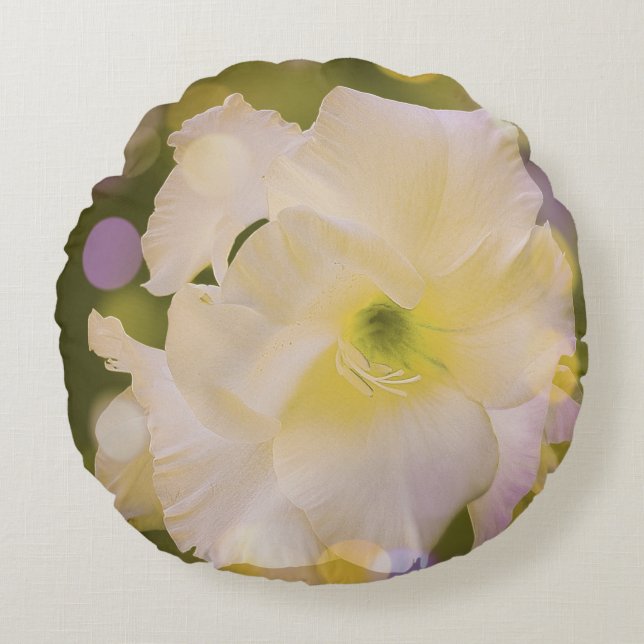 Almohadas redondas Lily Green Bokeh (Anverso)