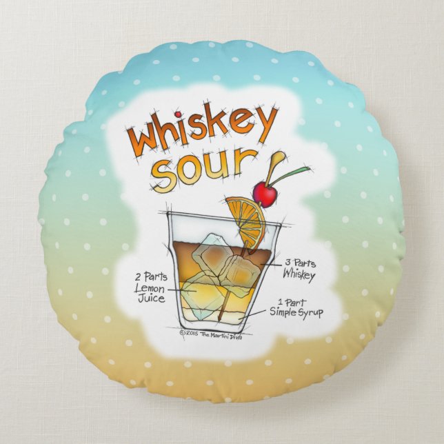 ALMOHADAS REDONDAS - RECETA DE COCTEL WHISKEY SOUR (Anverso)