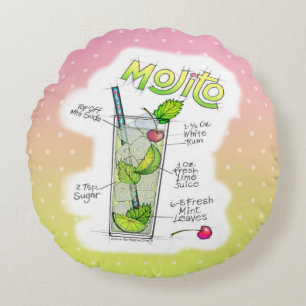 ALMOHADAS REDONDAS - RECETA DE MOJITO CÓCTEL DE AR