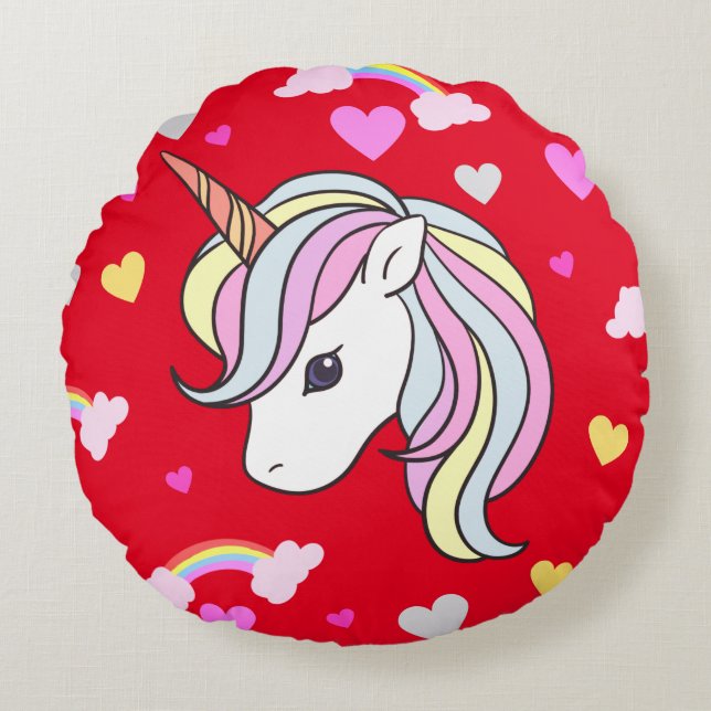 Almohadas rojas redondas de plumas y cardíacas de  (Anverso)