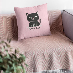 Almohadas rosadas de gato gatito negro lindo
