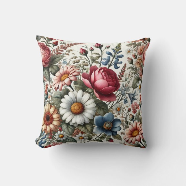 almohadas tradicionales de tiro floral (Anverso)